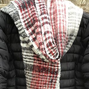 J. Jill Red, Black, Grey, Cream Plaid Scarf, NWT